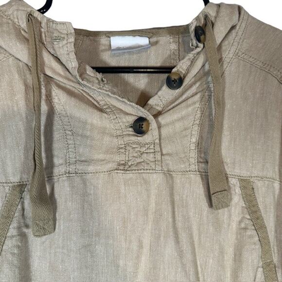 Columbia Beige Long Sleeve Hooded Cotton Hemp Blend Hiking Shirt Women Sz S - Picture 5 of 12